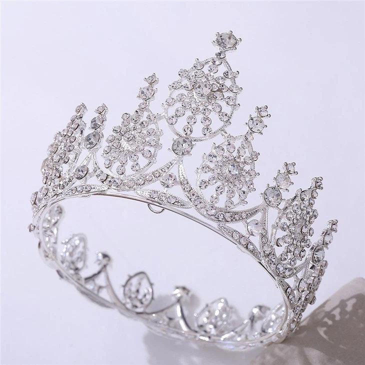 Wholesale High Quality Silver Golden Head Crown Full Crystal Rhinestone Round Beauty Pageant Crown